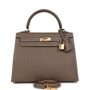 Hermès Kelly Sellier 25 Etoupe Epsom Gold Hardware