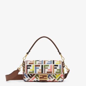 Baguette Canvas Bag With Multicolor FF Embroidery