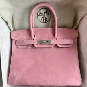 Hermès 30cm Birkin Doblis Pink/Lilac Suede Brushed Palladium Hardware